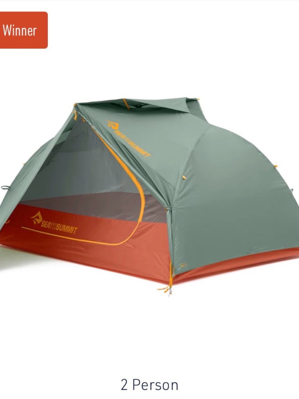 Sea to Summit Ikos TR2 Tent 2-Person Backpacking Tent in Green/Orange